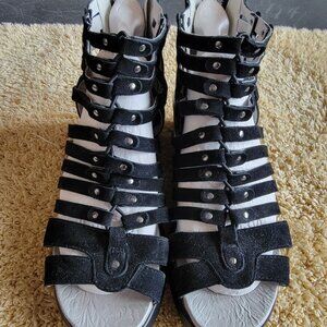 Jambu Sandals Womens  7.5 Sugar Too Gladiator Black Block Heels